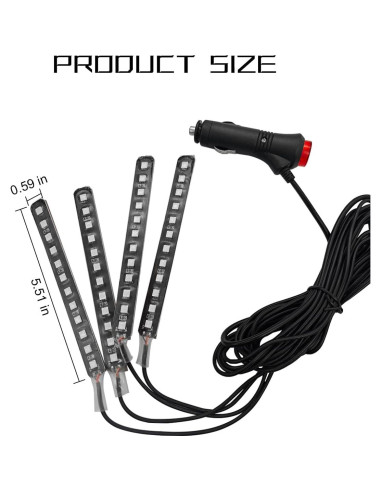 Tira de Luz LED Interior de Coche Osilly 12V Rojo 150 cm