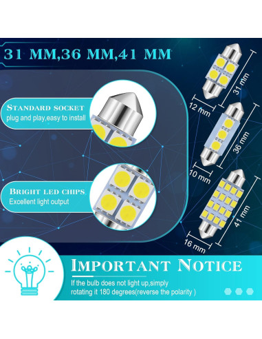 Kit de 70 Bombillas LED Frienda para Automóvil - Luz Interior 12V