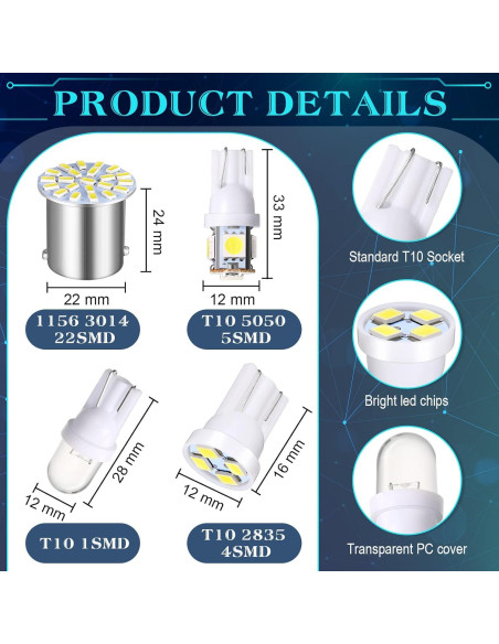 Kit de 70 Bombillas LED Frienda para Automóvil - Luz Interior 12V