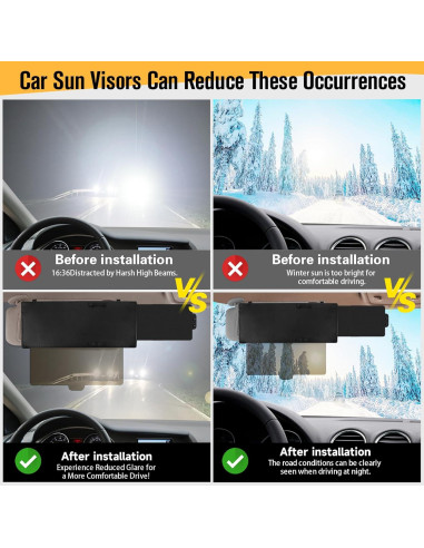 Extensor de Visera de Sol HUJIKF Retráctil 33 cm Anti-Deslumbrante