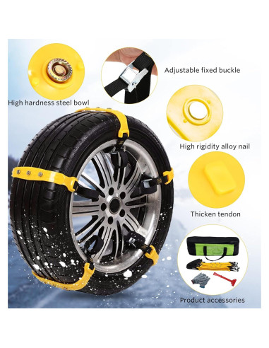 Cadenas para Nieve PSISABALL Ajustables 7.2-11.6" 10 Pcs