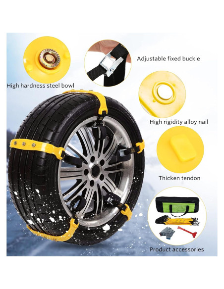 Cadenas para Nieve PSISABALL Ajustables 7.2-11.6" 10 Pcs