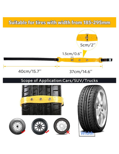 Cadenas para Nieve PSISABALL Ajustables 7.2-11.6" 10 Pcs