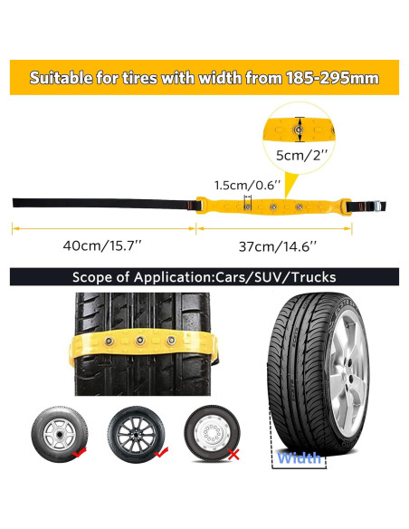 Cadenas para Nieve PSISABALL Ajustables 7.2-11.6" 10 Pcs