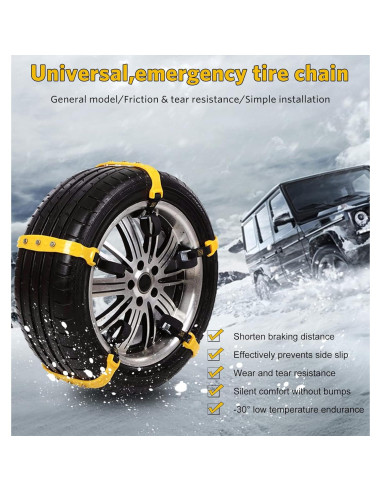 Cadenas para Nieve PSISABALL Ajustables 7.2-11.6" 10 Pcs