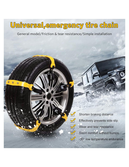 Cadenas para Nieve PSISABALL Ajustables 7.2-11.6" 10 Pcs