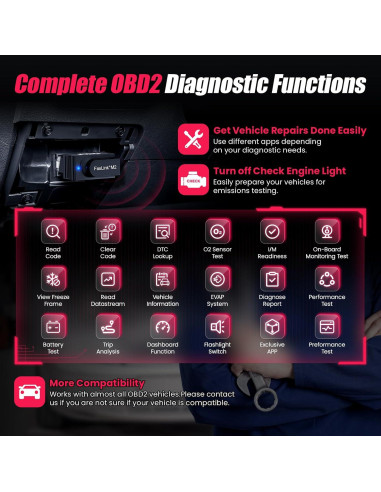 Escáner OBD2 Bluetooth FASLINK M2 para iPhone y Android