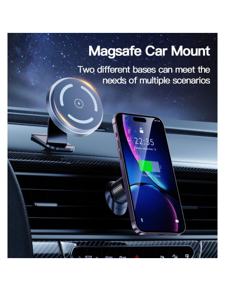 Cargador Inalámbrico para Auto LISEN 15W MagSafe Soporte Automático