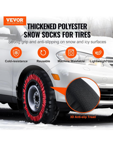 Calcetines de Nieve VEVOR para Neumáticos - Mediano, 2 Piezas