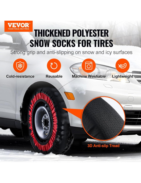 Calcetines de Nieve VEVOR para Neumáticos - Mediano, 2 Piezas