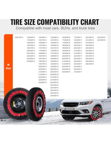 Calcetines de Nieve VEVOR para Neumáticos - Mediano, 2 Piezas