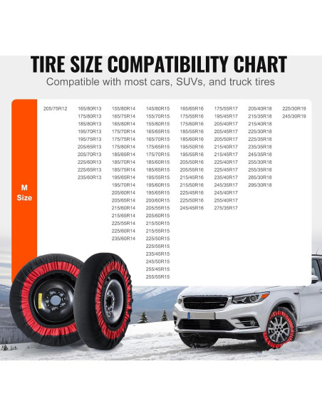 Calcetines de Nieve VEVOR para Neumáticos - Mediano, 2 Piezas