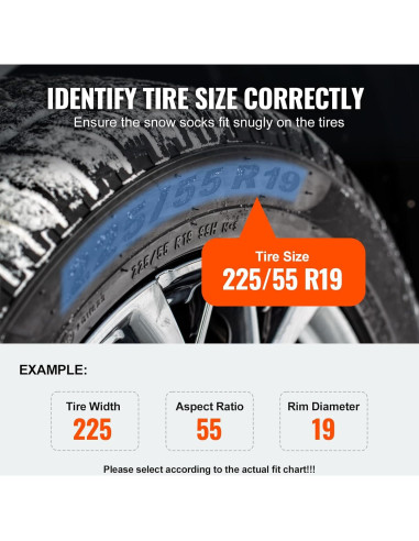 Calcetines de Nieve VEVOR para Neumáticos - Mediano, 2 Piezas