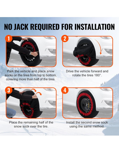 Calcetines de Nieve VEVOR para Neumáticos - Mediano, 2 Piezas