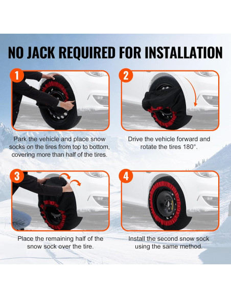 Calcetines de Nieve VEVOR para Neumáticos - Mediano, 2 Piezas