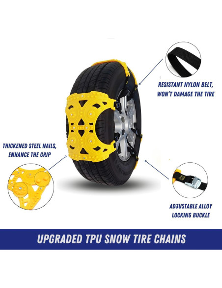 Cadenas de Nieve Jeremywell 6 Pcs Universales para Neumáticos 165-275mm