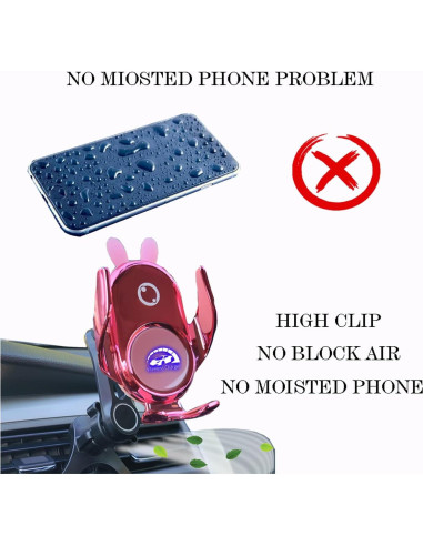 Soporte para teléfono de coche Peanutech Conejo Rosa 15W