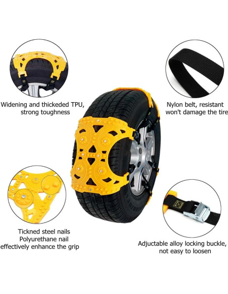 Cadenas de Nieve Jeremywell 6 Pcs Universales para Neumáticos 165-275mm