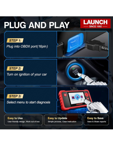 Escáner OBD2 LAUNCH CRP123 V2.0 Elite - Diagnóstico Motor/ABS/SRS