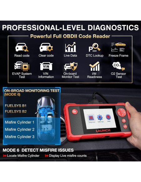Escáner OBD2 LAUNCH CRP123 V2.0 Elite - Diagnóstico Motor/ABS/SRS