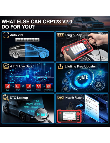 Escáner OBD2 LAUNCH CRP123 V2.0 Elite - Diagnóstico Motor/ABS/SRS