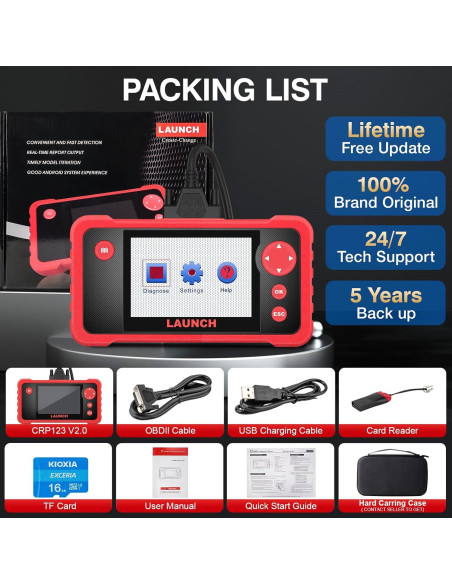 Escáner OBD2 LAUNCH CRP123 V2.0 Elite - Diagnóstico Motor/ABS/SRS
