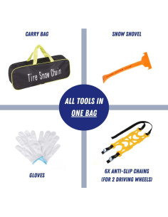 Cadenas de Nieve Jeremywell 6 Piezas Antideslizantes 165-275mm 2