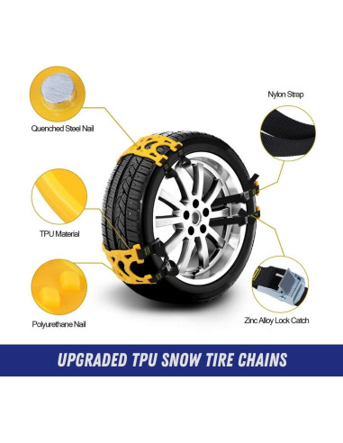 Cadenas de Nieve Jeremywell 6 Piezas Antideslizantes 165-275mm