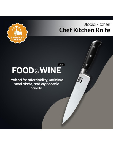 Cuchillo de Chef Utopia Kitchen 20.32 cm Acero Inoxidable Negro