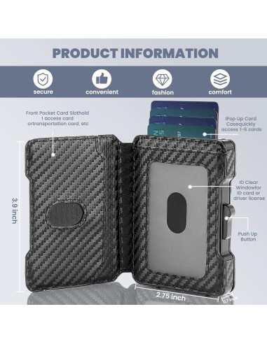 Billetera delgada AirTag Airzoo con bloqueo RFID - Negro