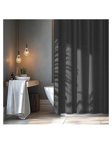 Cortina de Ducha de Tela Gris Carbón Seenus 91 x 198 cm Impermeable