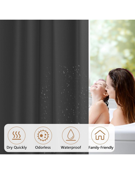 Cortina de Ducha de Tela Gris Carbón Seenus 91 x 198 cm Impermeable