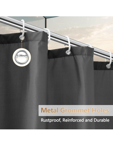 Cortina de Ducha de Tela Gris Carbón Seenus 91 x 198 cm Impermeable