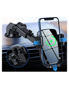 Soporte Cargador Inalámbrico Auto SONRU WP20-C 15W Negro