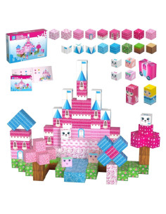 150PCS Bloques Magnéticos Riomuru Castillo Princesa Rosa 3D