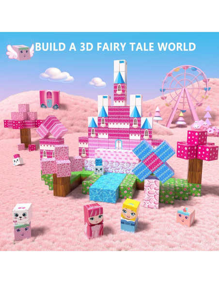 150PCS Bloques Magnéticos Riomuru Castillo Princesa Rosa 3D