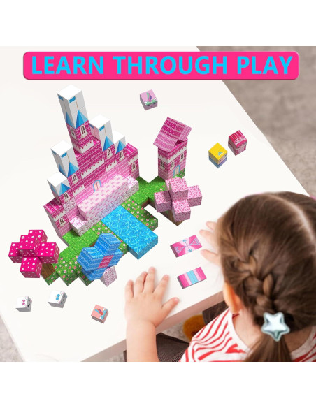 150PCS Bloques Magnéticos Riomuru Castillo Princesa Rosa 3D