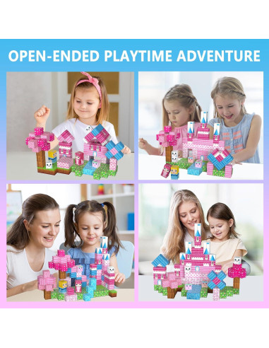150PCS Bloques Magnéticos Riomuru Castillo Princesa Rosa 3D