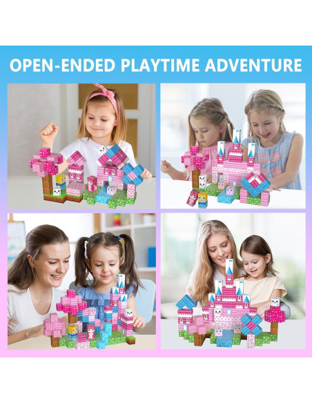150PCS Bloques Magnéticos Riomuru Castillo Princesa Rosa 3D