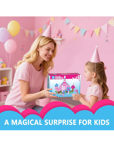 150PCS Bloques Magnéticos Riomuru Castillo Princesa Rosa 3D