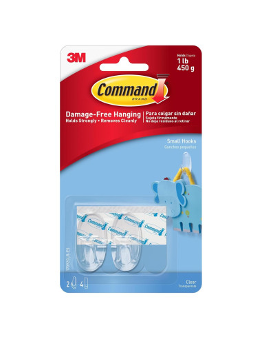 Ganchos de Pared Claros Command Ovalados - 2 Piezas, Soporta 0.45 kg