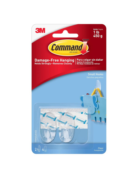 Ganchos de Pared Claros Command Ovalados - 2 Piezas, Soporta 0.45 kg Ganchos de Pared Claros Command Ovalados - 2 Piezas, Soporta 0.45 kg