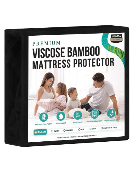 Protector de Colchón Impermeable Utopia Bedding Reina Negro Protector de Colchón Impermeable Utopia Bedding Reina Negro