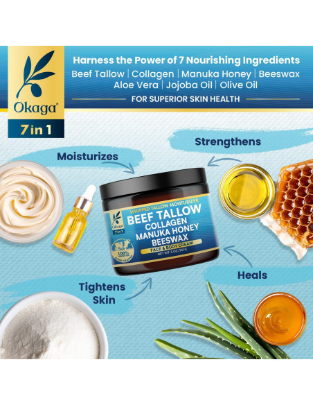 Bálsamo Hidratante Orgánico Okaga 142g - Grasa de Res con Miel