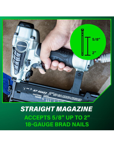 Clavadora Neumática Metabo HPT NT50AE2 18 GA Ligera 0.99 kg