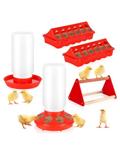Kit de Comedero y Bebedero para Pollitos CREDAJUVEE Rojo