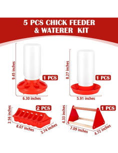 Kit de Comedero y Bebedero para Pollitos CREDAJUVEE Rojo 2