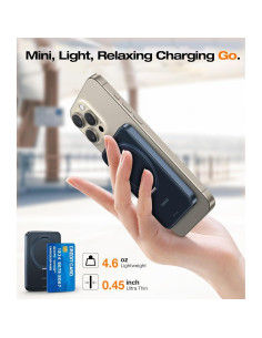 Cargador Portátil Inalámbrico Torras 5000mAh Negro, Carga Rápida 15W 2