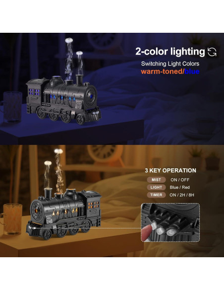 Difusor de Aromaterapia HIROGA V61 300ml Negro Ultrasónico