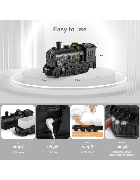 Difusor de Aromaterapia HIROGA V61 300ml Negro Ultrasónico